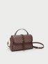 Small Flap Square Bag Vintage Geometric Pattern Top Handle PU