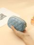 Litchi Embossed Coin Purse Fashionable Zipper Genuine Leather