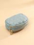 Litchi Embossed Coin Purse Fashionable Zipper Genuine Leather