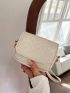 Mini Square Bag Stitch Detail Flap PU