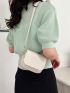 Mini Square Bag Stitch Detail Flap PU