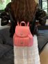 PU Flap Backpack Twist Lock Drawstring Detail