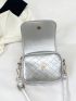 Mini Square Bag Stitch Detail Metallic PU Funky