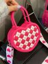 Mini Novelty Bag Argyle Pattern Heart Design PU