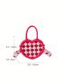 Mini Novelty Bag Argyle Pattern Heart Design PU