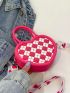 Mini Novelty Bag Argyle Pattern Heart Design PU