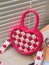 Mini Novelty Bag Argyle Pattern Heart Design PU