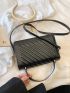 Quilted Square Bag Flap PU Black