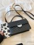 Quilted Square Bag Flap PU Black