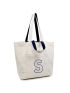 Monogrammed Gifts for Women Canvas Bag with Zipper Inner Pocket Two Portable Straps Embroidery 14oz  Initial Tote Bag Beach Bag Personalized Gifts for Mother Friends Bride (Letter S)