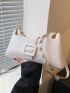 PU Baguette Bag Crocodile Print White