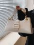 PU Baguette Bag Crocodile Print White