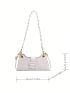 PU Baguette Bag Crocodile Print White