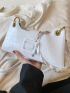 PU Baguette Bag Crocodile Print White