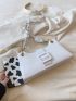 PU Baguette Bag Crocodile Print White