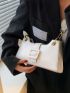 PU Baguette Bag Crocodile Print White