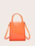 Mini Square Bag No-closure Double Handle Clear Orange PVC Funky