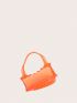 Mini Square Bag No-closure Double Handle Clear Orange PVC Funky