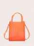 Mini Square Bag No-closure Double Handle Clear Orange PVC Funky