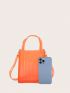 Mini Square Bag No-closure Double Handle Clear Orange PVC Funky