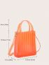 Mini Square Bag No-closure Double Handle Clear Orange PVC Funky