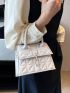 Mini Square Bag Quilted Detail Top Handle Flap PU