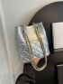 Mini Bucket Bag Quilted Detail Chain Double Handle Metallic PU Funky