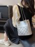 Mini Bucket Bag Quilted Detail Chain Double Handle Metallic PU Funky