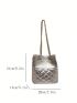 Mini Bucket Bag Quilted Detail Chain Double Handle Metallic PU Funky