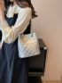 Mini Bucket Bag Quilted Detail Chain Double Handle Metallic PU Funky