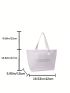 Letter Graphic Shoulder Tote Bag Double Handle, Clear Bag