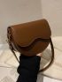 Mini Minimalist Saddle Bag Flap Brown Elegant