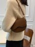 Mini Minimalist Saddle Bag Flap Brown Elegant