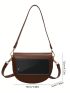 Mini Minimalist Saddle Bag Flap Brown Elegant