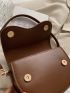 Mini Minimalist Saddle Bag Flap Brown Elegant