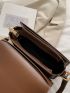 Mini Minimalist Saddle Bag Flap Brown Elegant