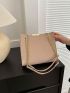 Crocodile Embossed Square Bag Khaki Chain Strap