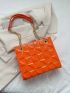 Geometric Pattern Square Bag Small Neon Orange Funky