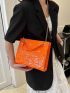 Geometric Pattern Square Bag Small Neon Orange Funky