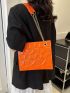 Geometric Pattern Square Bag Small Neon Orange Funky