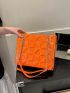 Geometric Pattern Square Bag Small Neon Orange Funky