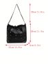 Rhinestone Decor Hobo Bag Chain Strap Large Capacity