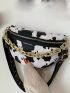 Cow Print Fanny Pack Chain Decor Medium