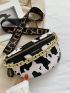 Cow Print Fanny Pack Chain Decor Medium