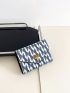 Geometric Pattern Small Wallet Flap Metal Decor