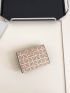 Geometric Pattern Small Wallet Flap Metal Decor