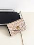 Geometric Pattern Small Wallet Flap Metal Decor