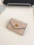 Geometric Pattern Small Wallet Flap Metal Decor