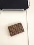 Geometric Pattern Small Wallet Flap Metal Decor