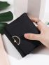 Stitch Detail Small Wallet Black Metal Decor